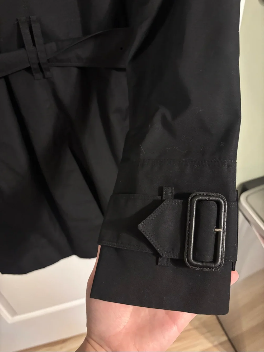 Burberry Black Double-Breasted Trench Coat with Belt - Picture 10 of 10